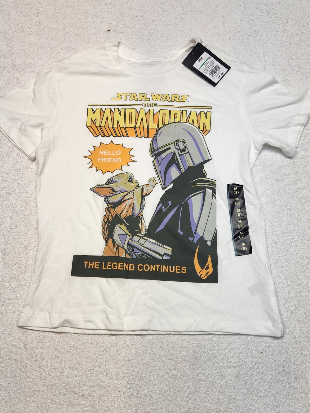 0155 MAD Engine Star Wars The Mandalorian Kids Tee - White, Yellow, Purple